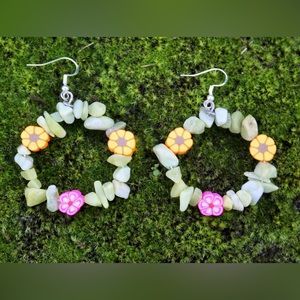 🥳SALE🥳🌼 Green jasper stone chip hoops